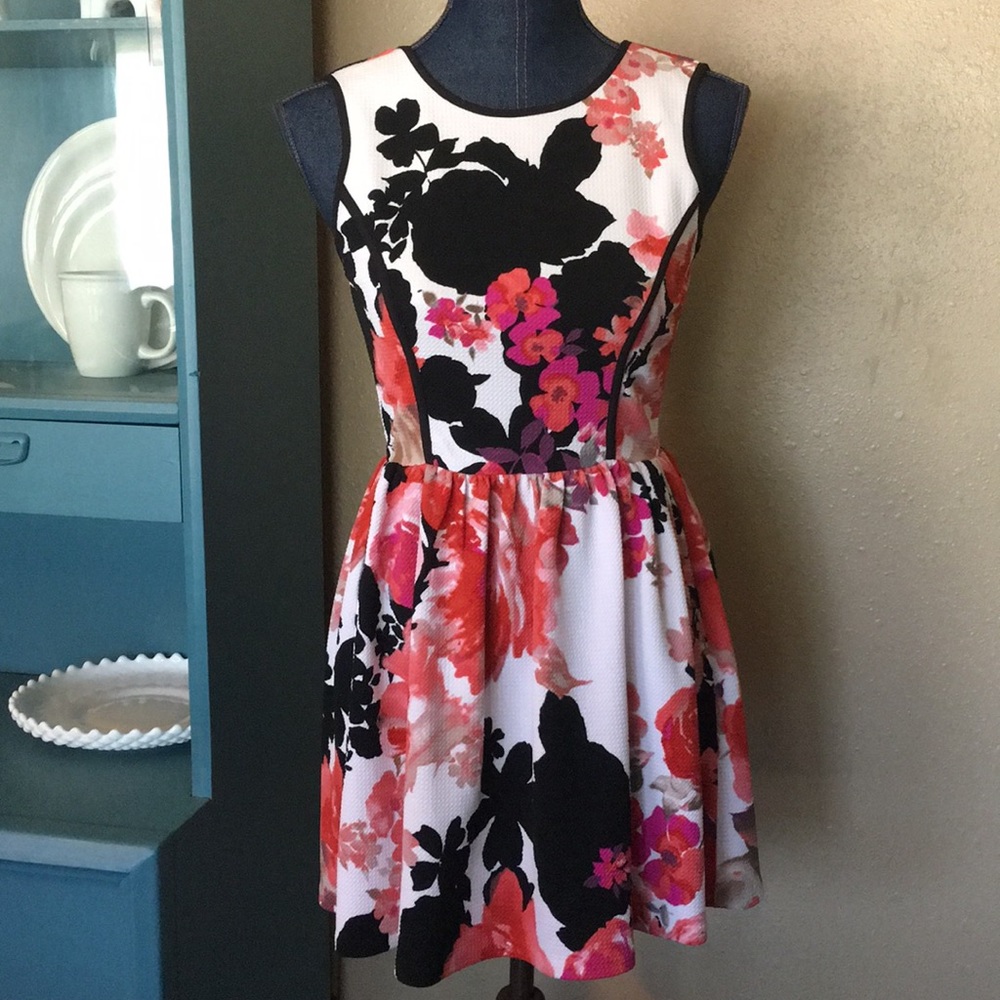 🌷 Black, Red & Pink Floral Dress - Picture 2 of 7